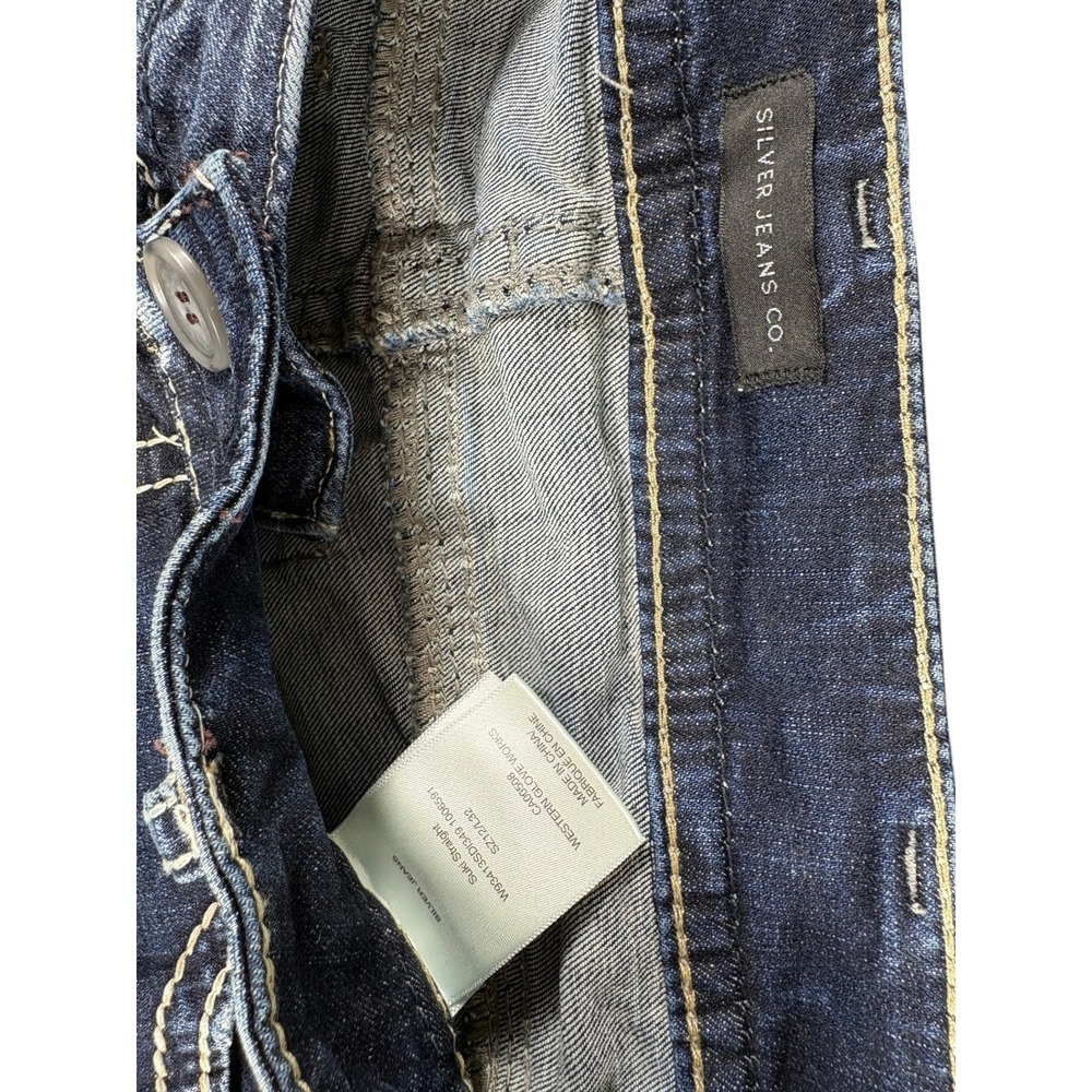 Silver Jeans Co Suki Straight Jeans Womens 32x30 Dark Wash Thick Stitch Y2K - Picture 4 of 7